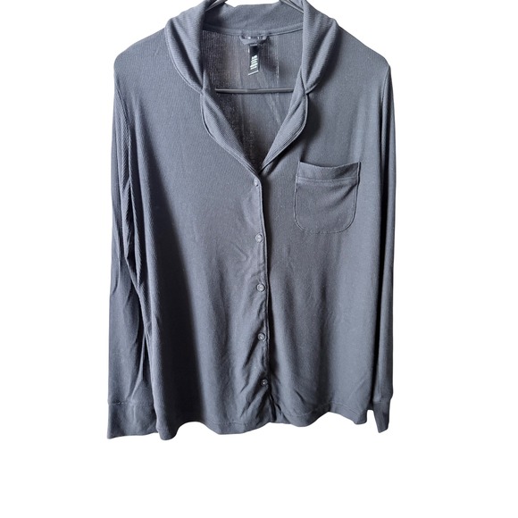 SKIMS Other - SKIMS Ribbed Pajama Sleep Shirt Charcoal Gray Size S